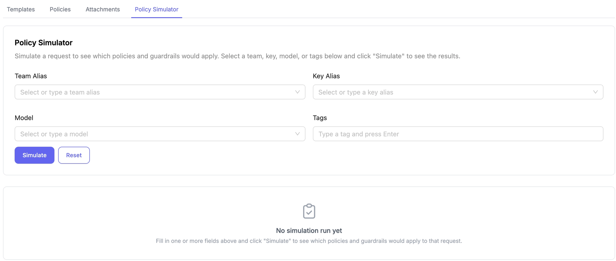 Policy simulator page