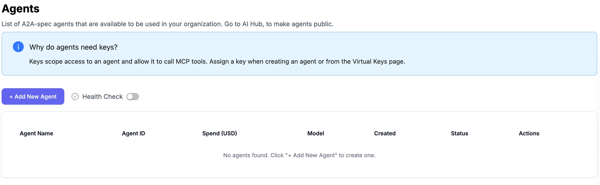 Agent registry page